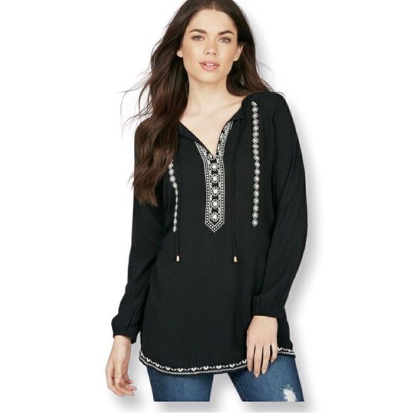 ZARA black embroidered Pom poms tunic top Sz XS - Picture 2 of 9